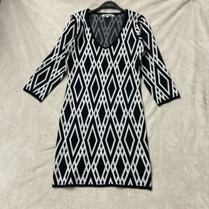 Stilettos Women's Black/White Polyester V-Neck LongSleeve Knee Length Dress L